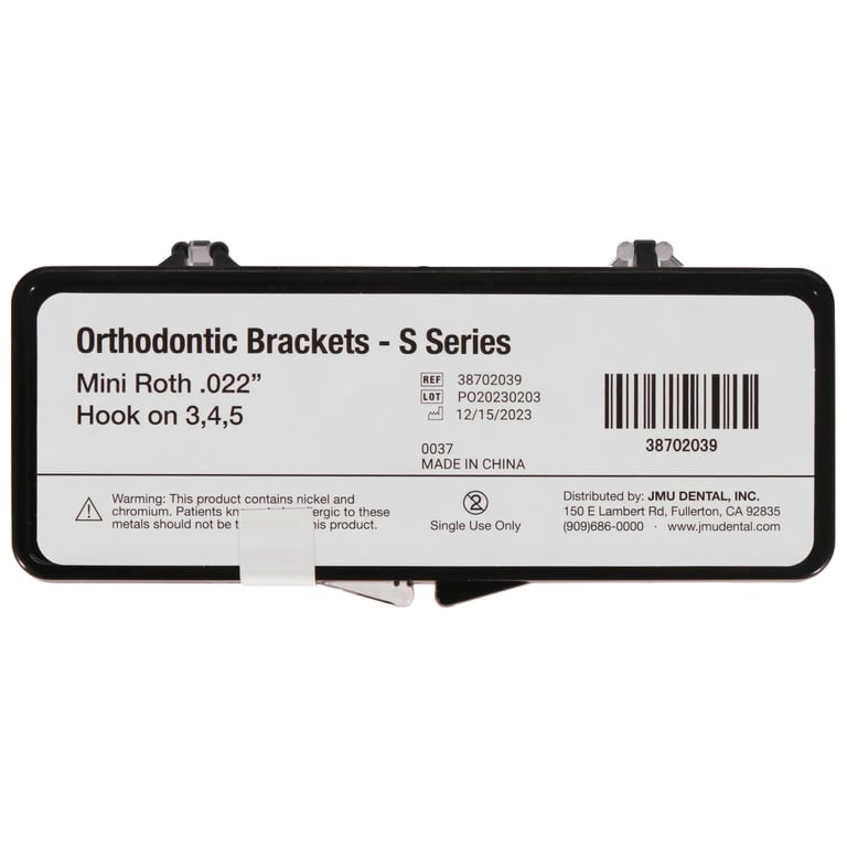 JMU Mini Roth Brackets, S Series (MIM), 0.022", 20/Pk. Dental Orthodontic Mini Roth Brackets are