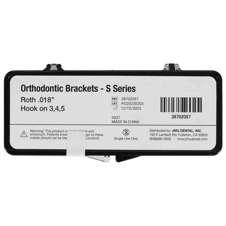 JMU Standard Roth Brackets, S Series (MIM), 0.018", 20/Pk. Dental Orthodontic Standard Roth