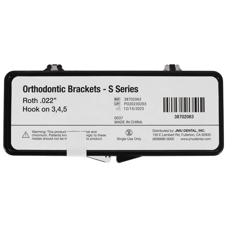 JMU Standard Roth Brackets, S Series (MIM), 0.022", 20/Pk. Dental Orthodontic Standard Roth