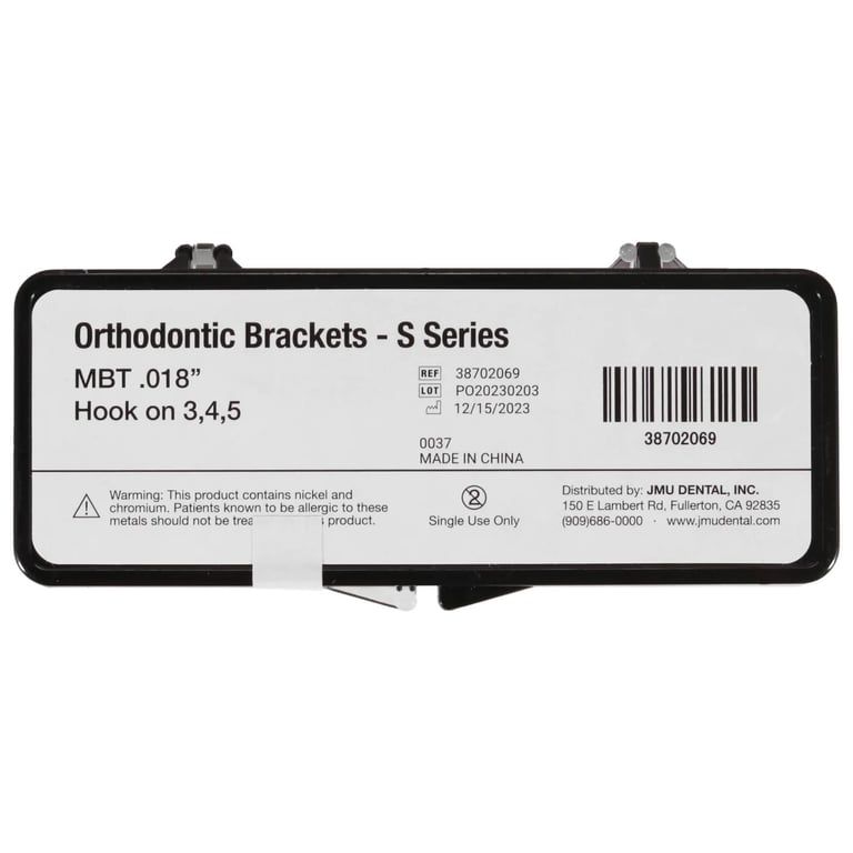 JMU Standard MBT Brackets, S Series (MIM), 0.018", 20/Pk. Dental Orthodontic Standard MBT Brackets