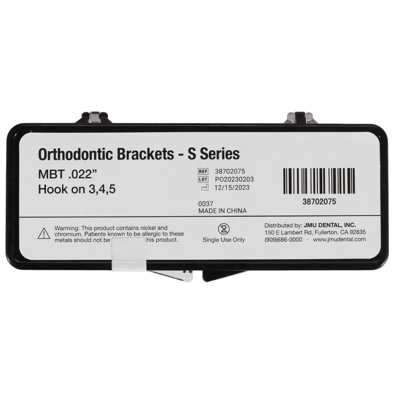 JMU Standard MBT Brackets, S Series (MIM), 0.022", 20/Pk. Dental Orthodontic Standard MBT Brackets