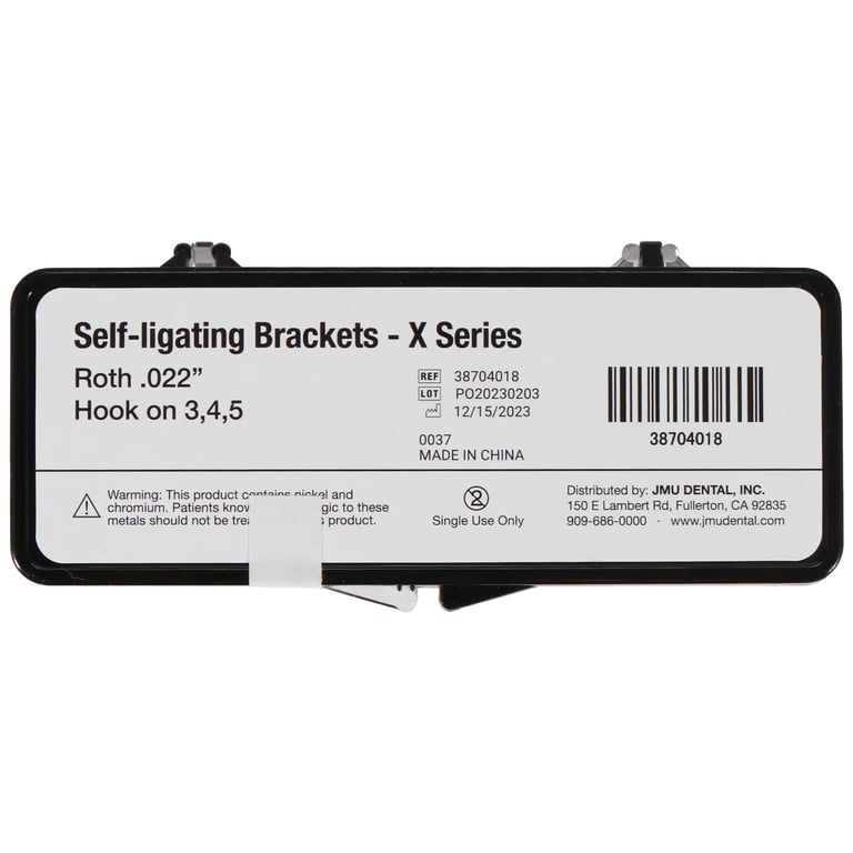 JMU Self-Ligating Roth Brackets, X Series (3G), 0.022", 20/Pk. Dental Orthodontic Self-Ligating