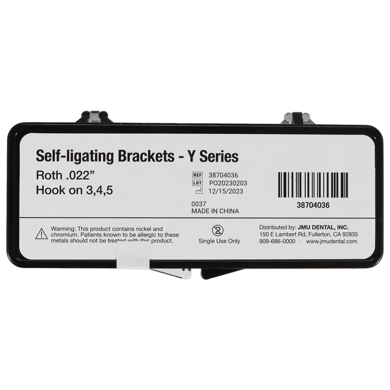 JMU Self-Ligating Roth Brackets, Y Series (5G), 0.022", 20/Pk. Dental Orthodontic Self-Ligating