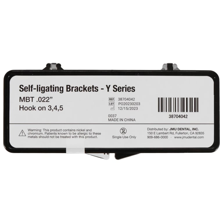 JMU Self-Ligating MBT Brackets, Y Series (5G), 0.022", 20/Pk. Dental Orthodontic Self-Ligating