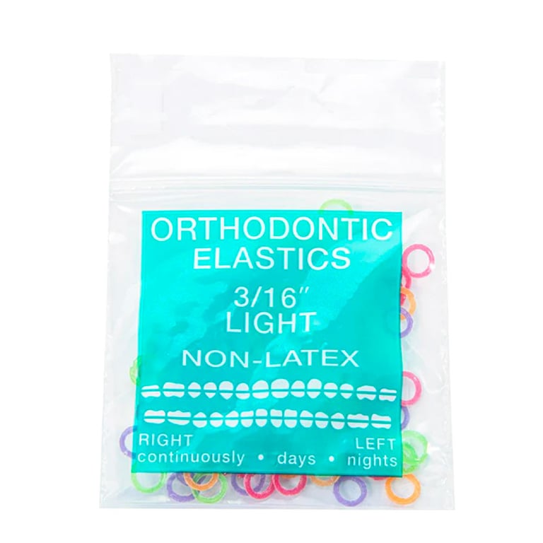 JMU Orthodontic Elastic, Light 3/16", Latex Free, Neon Assorted, 100/Bag. Features stretchy design
