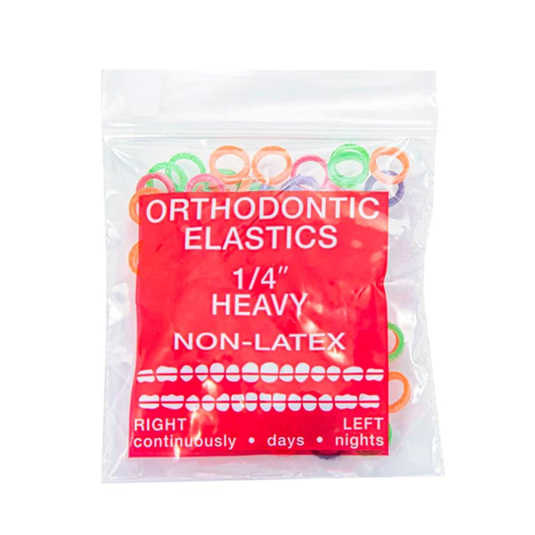JMU Orthodontic Intra Oral Elastic, Heavy 1/4" Assorted Neon, 100/Bag. Made In USA. Super stretchy