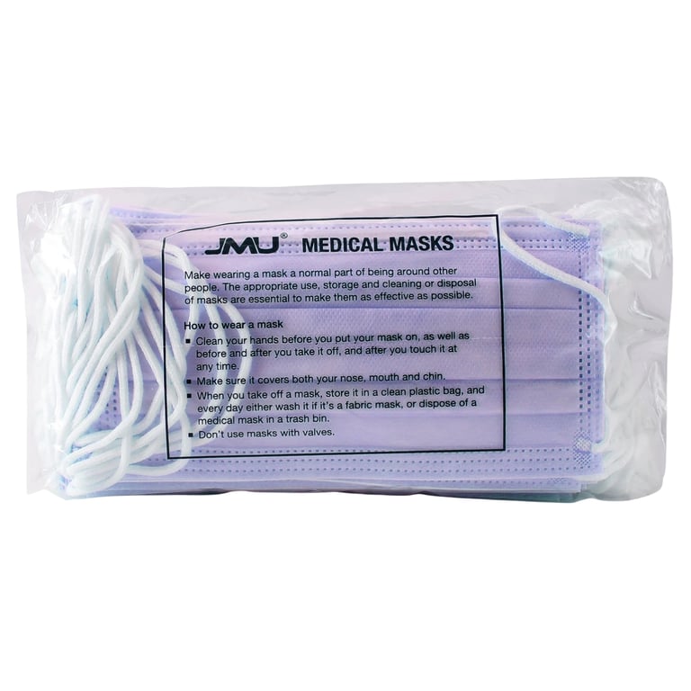 JMU 4-Ply ASTM Level 3 Medical Masks, Purple, Adu