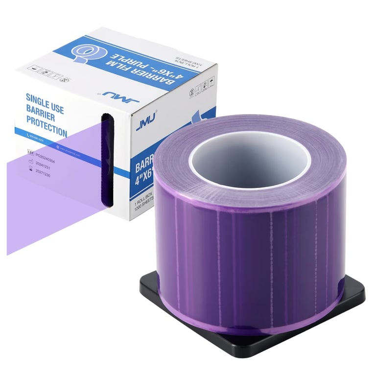 JMU 4" x 6" Barrier Film, Purple, 1200/Sheets W/Single Dispenser Box. Features non-stick edges
