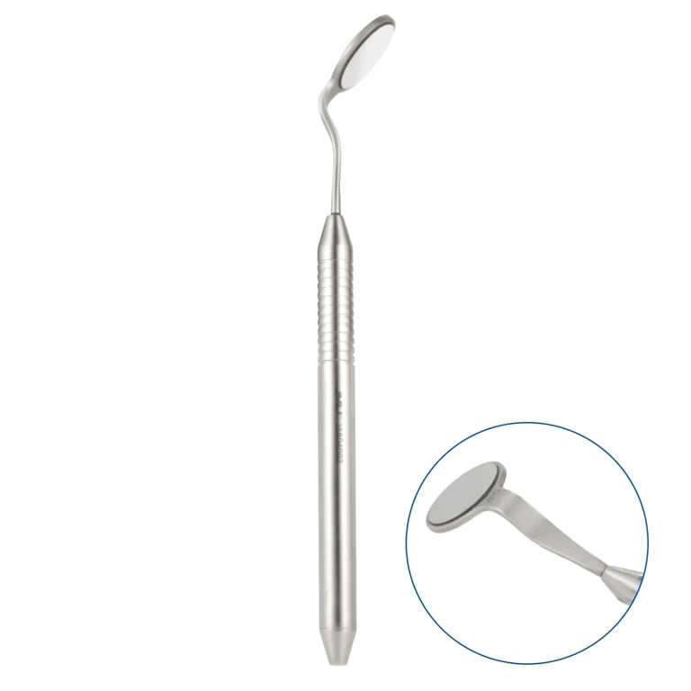 JMU #5 Double-sided Dental Mirror, 1/Pk. Made of stainless steel and features a double-sided