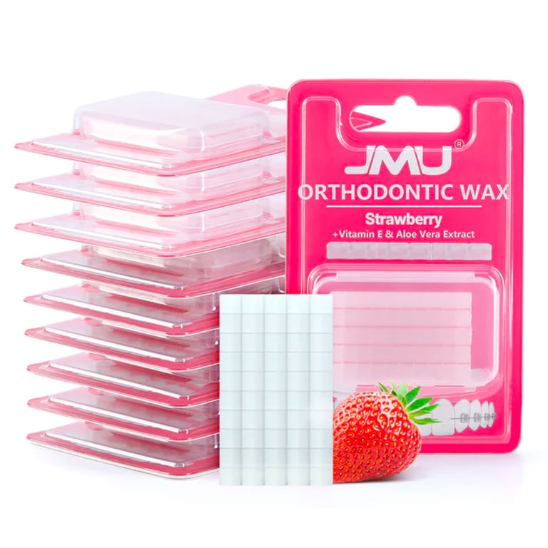 JMU Precut Orthodontic Wax, Strawberry, 50 Dots/Blister Card, 10 Cards