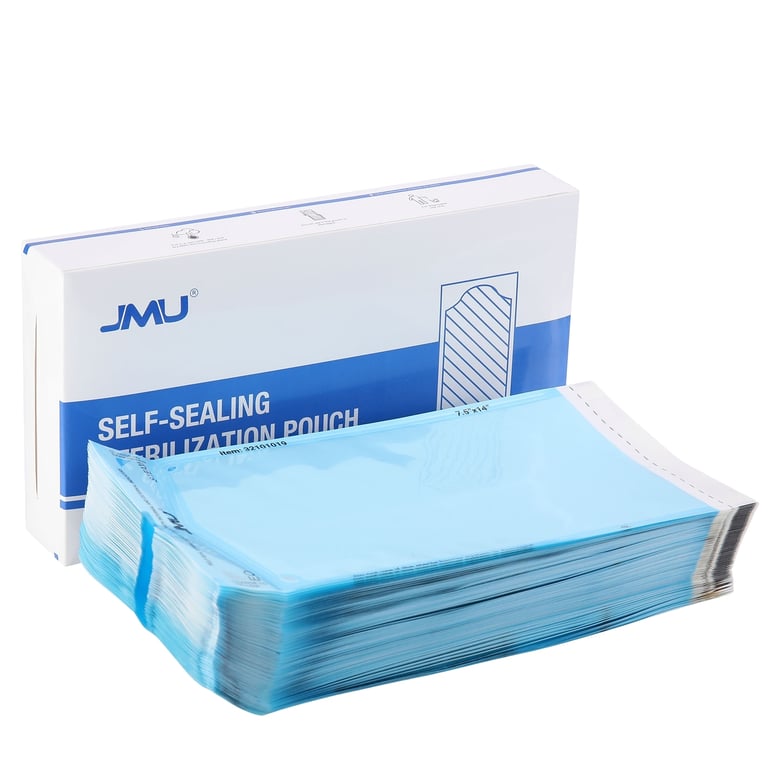 JMU 7.5" x 14" (6.7" x 11.82") Self-Sealing Sterilization Pouches, 200/Pk. Features dual