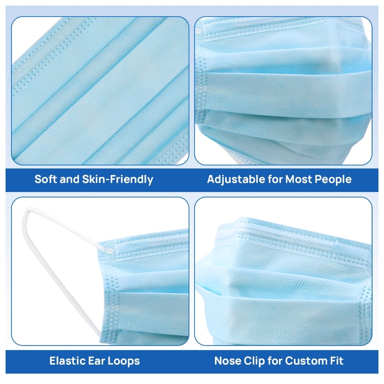 JMU ASTM Level 3 Medical Masks, Blue, Adult Size,