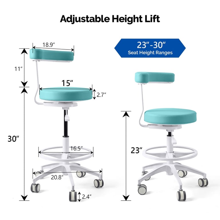 JMU Dental Assistant Stool, Memory Foam Seat, Lig