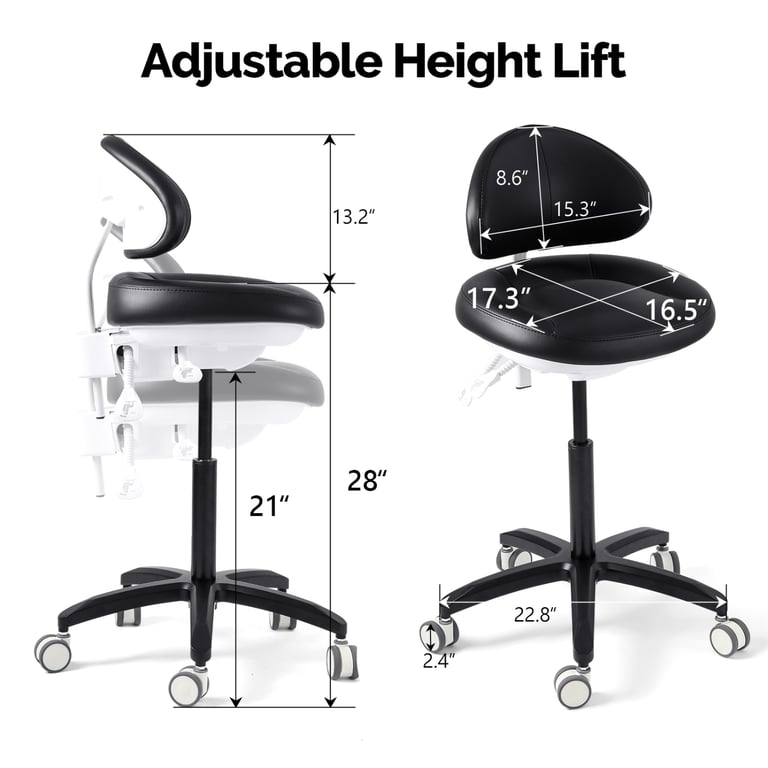 JMU Dental Doctor Stool, Black, 1/Pk