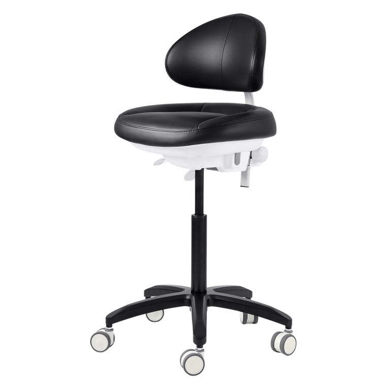 JMU Dental Doctor Stool, Black, 1/Pk. Ergonomic operatory stool featuring a high-density memory