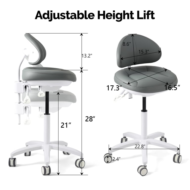 JMU Dental Doctor Stool, Gray, 1/Pk