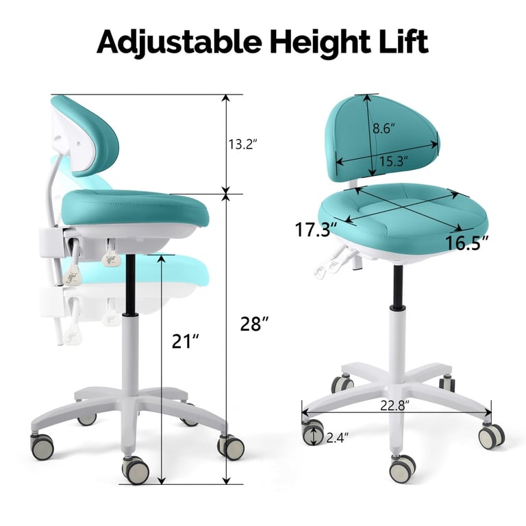 JMU Dental Doctor Stool, Memory Foam Seat, Light 