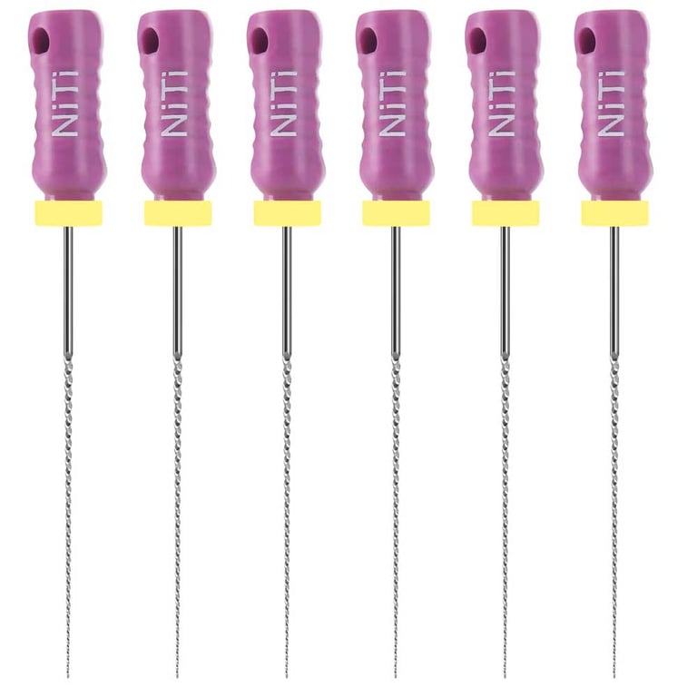JMU K-Files, 21mm, #10, Nickel Titanium, 6/Pk. Hand use files with fixed plastic washer