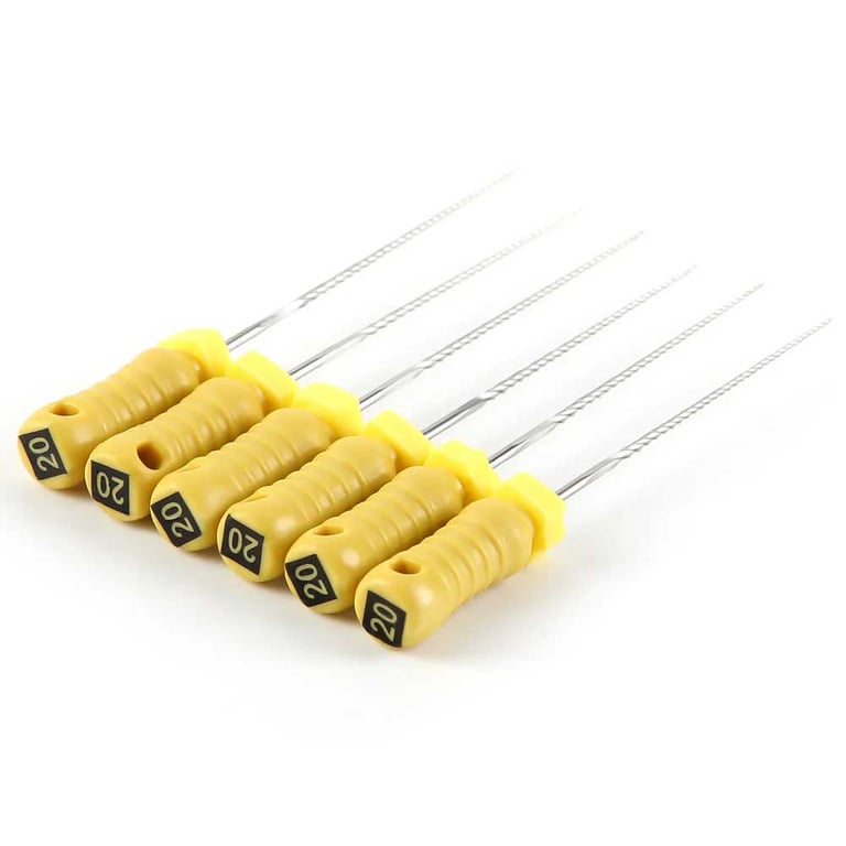 JMU Stainless Steel K-Files, 21mm, #20 Yellow, 6/Pk. Designed for flexibility and fracture
