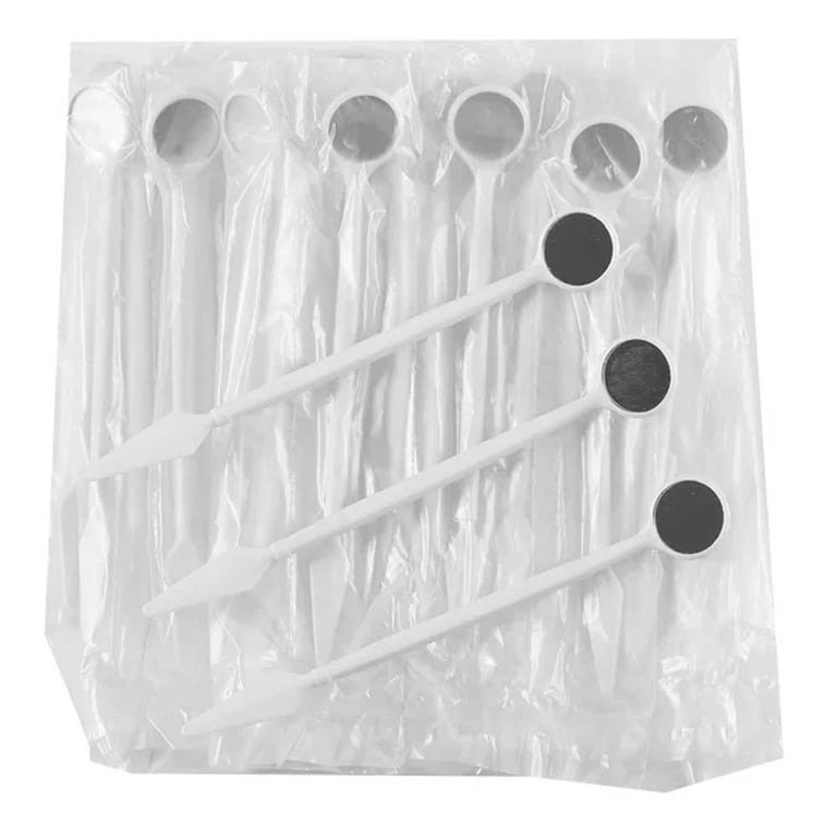 JMU Disposable Dental Mirror, White, 100/Bag. Dimensions: 9.5 x 7" x 3.5". Material: Durable ABS