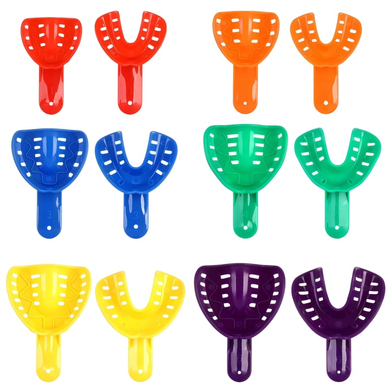 JMU Disposable Impression Trays, Assorted Sizes, 12/Pk. High-strength rigid plastic construction