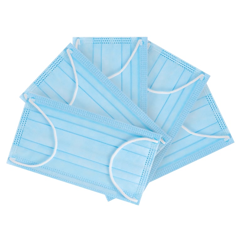 JMU Disposable Medical ASTM Level 3 Earloop Face Mask, 4-Ply, Blue, Case of 40 x 50/Box. Utilizes