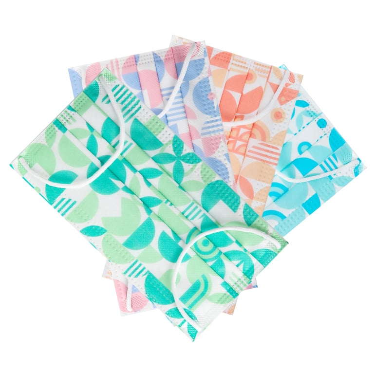 JMU Disposable Medical ASTM Level 3 Earloop Face Mask, 4-Ply, Assorted Patterned, Case of 40 x