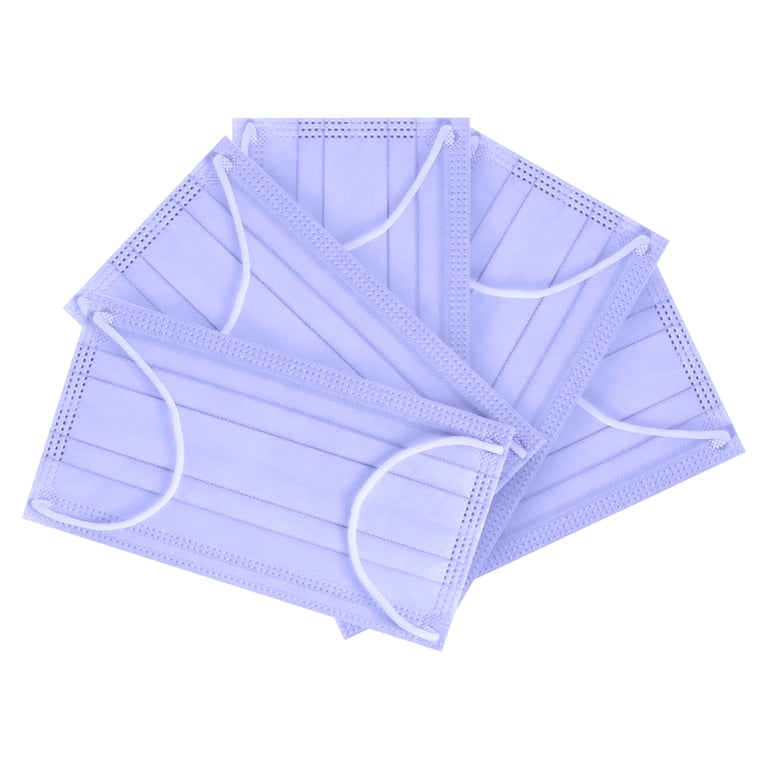 JMU Disposable Medical ASTM Level 3 Earloop Face Mask, 4-Ply, Purple, Case of 40 x 50/Box