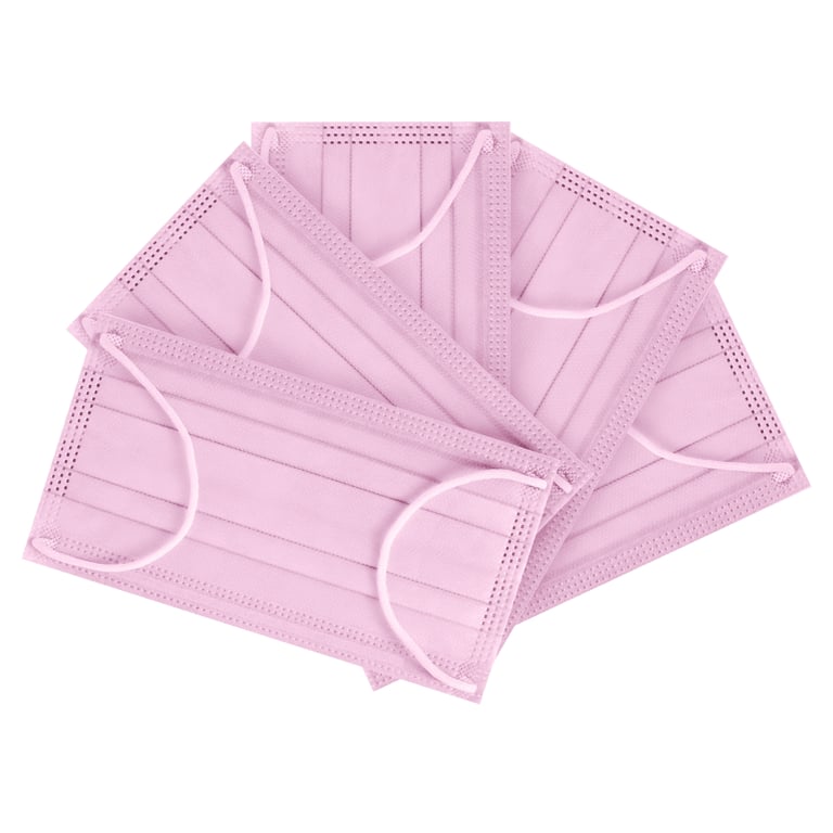 JMU Disposable Medical ASTM Level 3 Earloop Face Mask, 4-Ply, Pink, Case of 40 x 50/Box. Utilizes