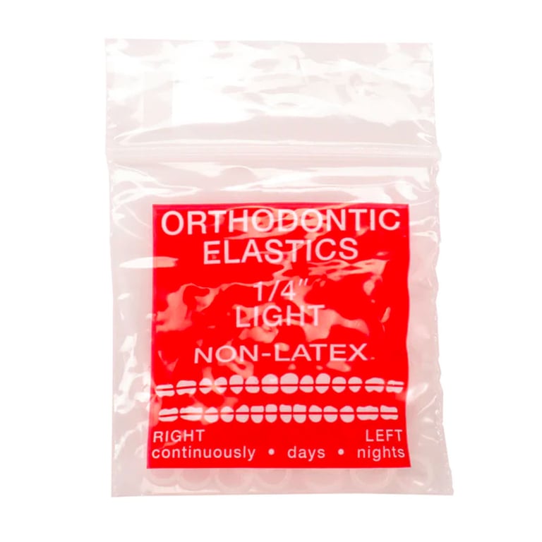 JMU Orthodontic Elastic, Light 1/4", Latex Free, Clear, 100/Bag. Features stretchy design