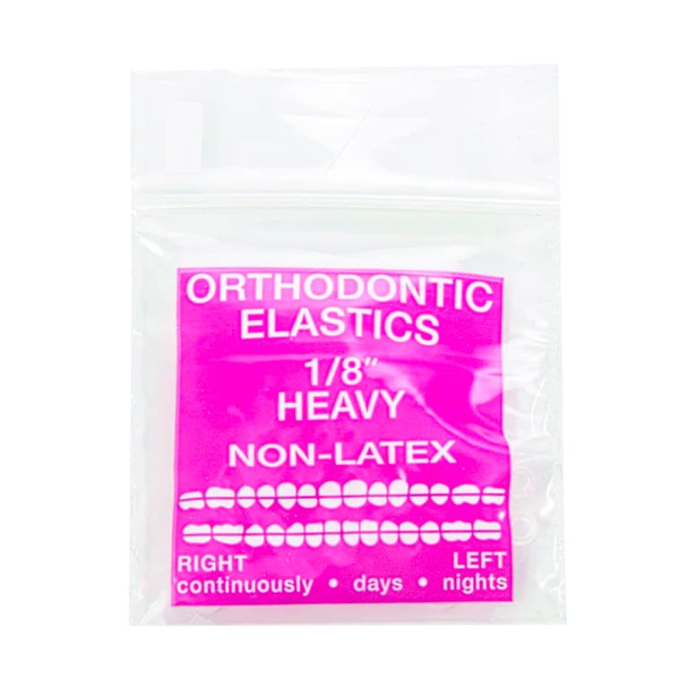JMU Orthodontic Elastic, Heavy 1/8", Latex Free, Clear, 100/Bag. Features stretchy design