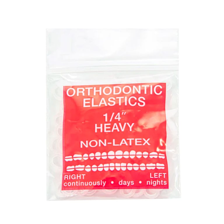 JMU Orthodontic Elastic, Heavy 1/4", Latex Free, Clear, 100/Bag. Features stretchy design