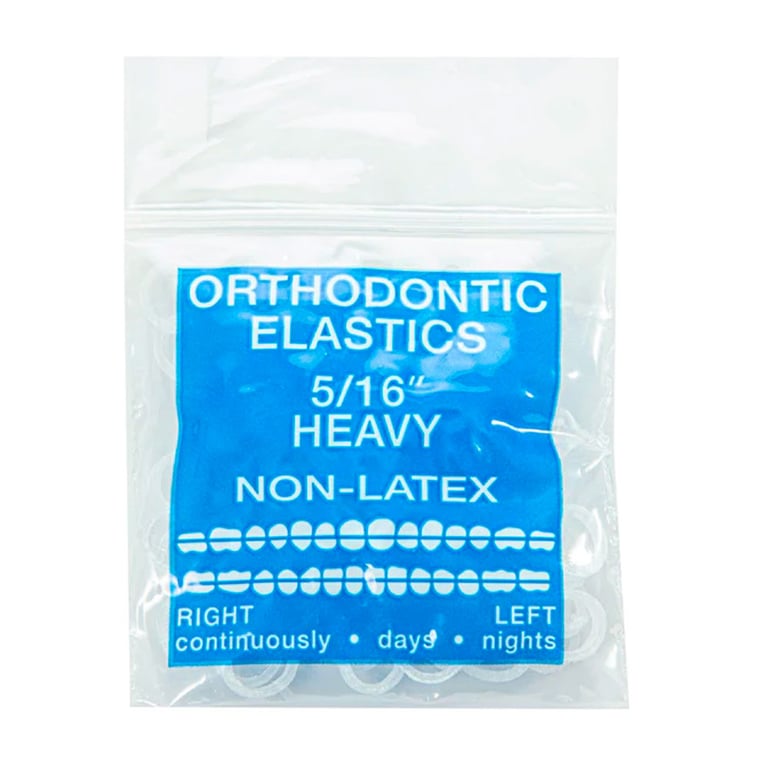 JMU Orthodontic Elastic, Heavy 5/16", Latex Free, Clear, 100/Bag. Features stretchy design
