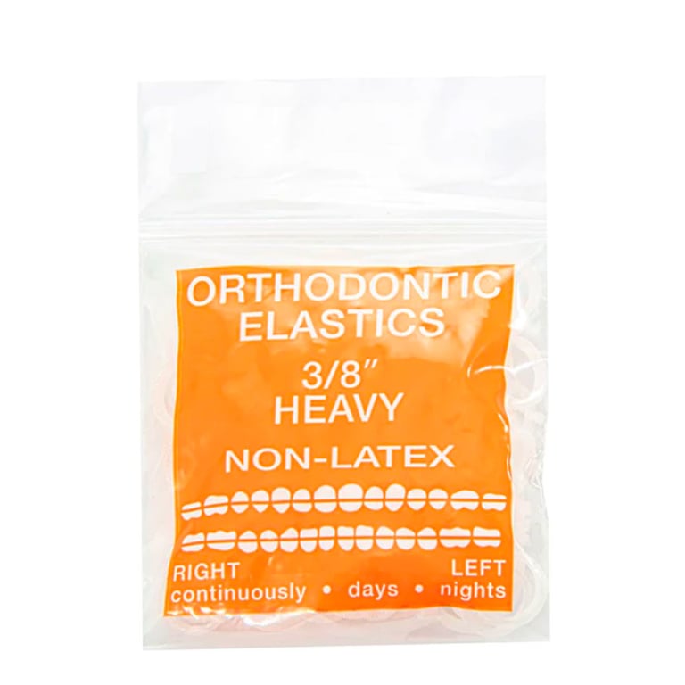 JMU Orthodontic Elastic, Heavy 3/8", Latex Free, Clear, 100/Bag. Features stretchy design