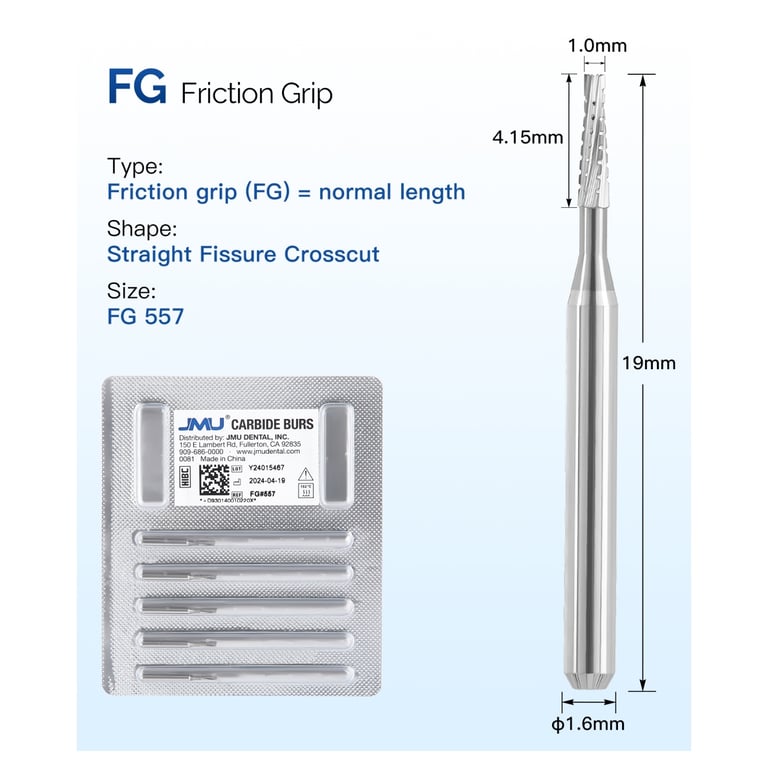 JMU FG #557 Straight Fissure Crosscut Carbide Bur
