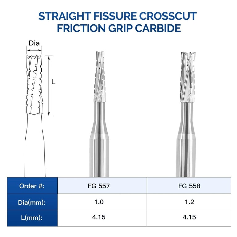 JMU FG #558 Straight Fissure Crosscut Carbide Bur