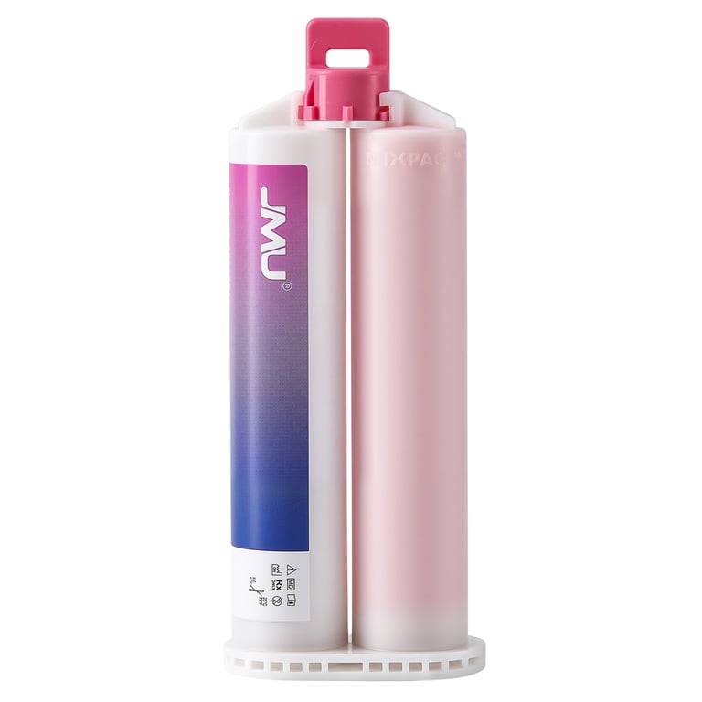 JMU Hard Type A-Silicone Gingival Mask Material, Pink, 50ml Cartridges, 2/Pk. Blended from an