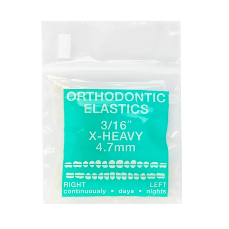JMU Intraoral Latex Elastics, Extra Heavy, 3/16", Yellow, 100/Pk. Delivers consistent and accurate