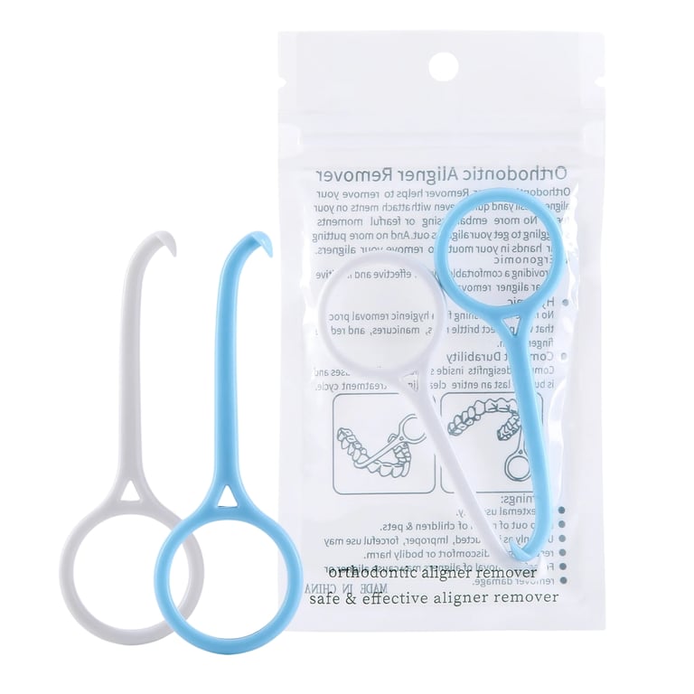 JMU Orthodontic Aligner Remove Tool, Blue/White, 2/Pk. Non-slip grip. Food grade plastic