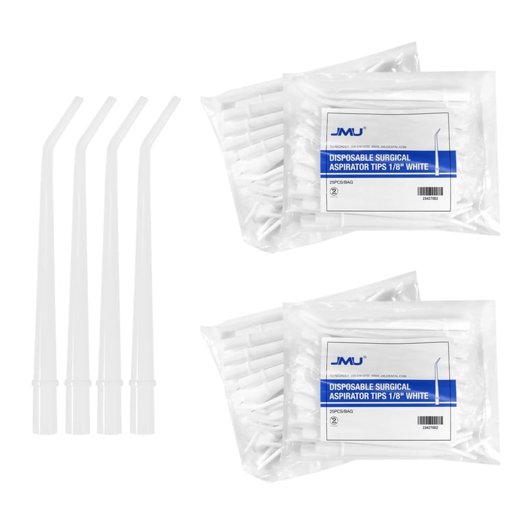 JMU PE Surgical Aspirator Tip, 1/8", White, 1250/Pk. Delivers precise fluid and debris removal