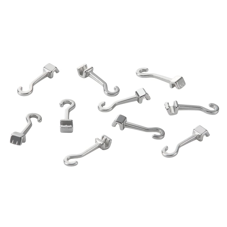 JMU Sliding Crimpable Hooks, Left, 5.4 mm, 10/Pk. Made from high-quality metal, medical stainless