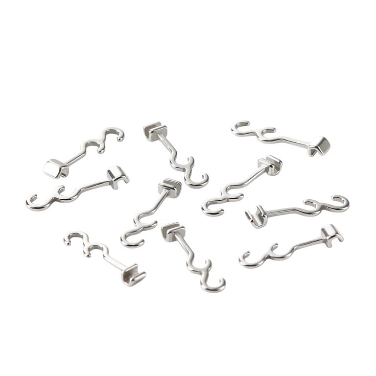 JMU Sliding Long Curved Crimpable Hooks, Left, 7 mm, 10/Pk. Made from high-quality metal, medical