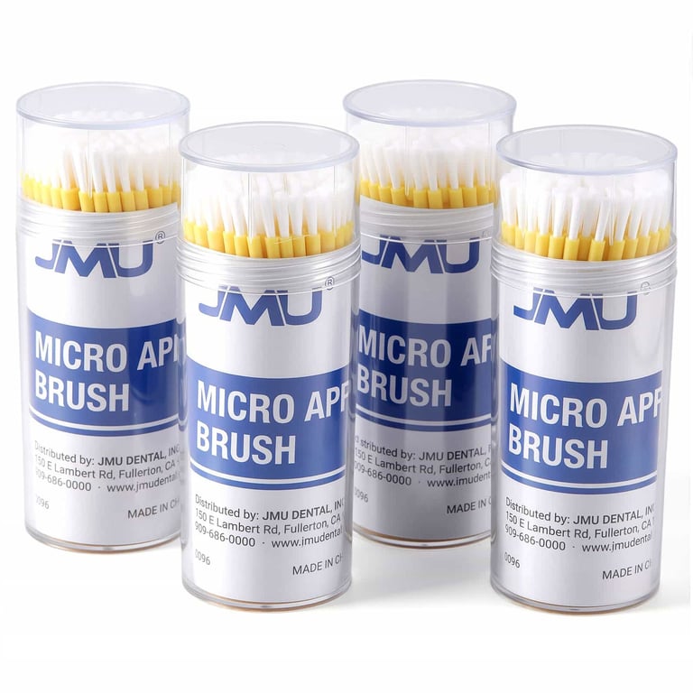JMU Yellow Bendable Applicator Brushes, Hard Tip, 400/Box. Length: 10cm. Features nylon brush tip