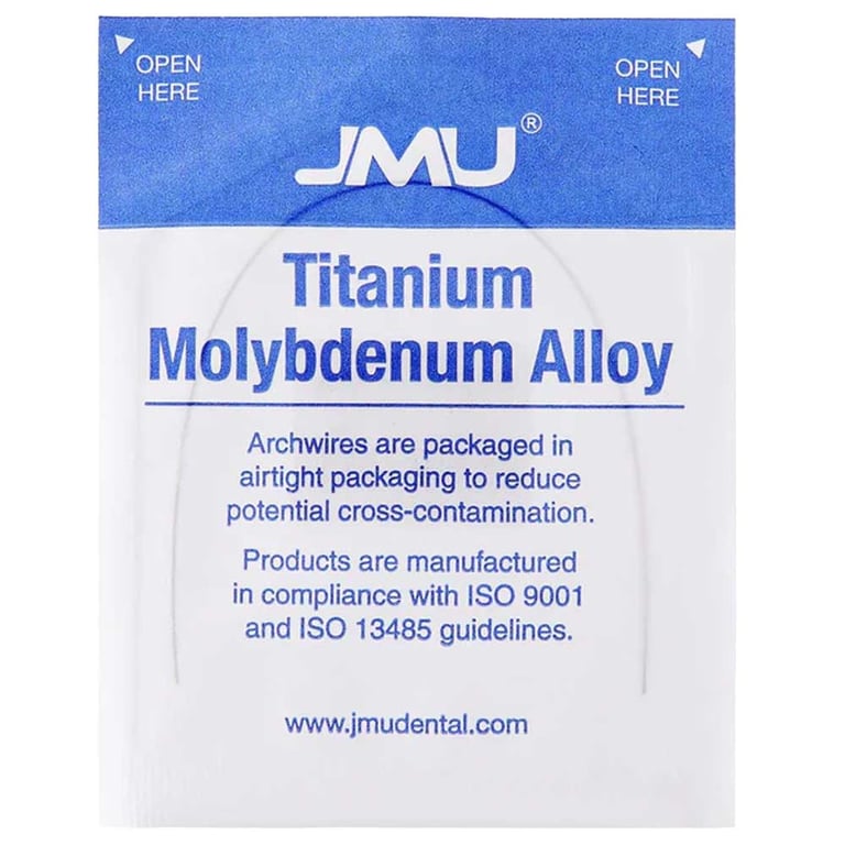 JMU Titanium Molybdenum Alloy Archwire, Natural Rectangular, .018" x .025" Lower, 1/Pk