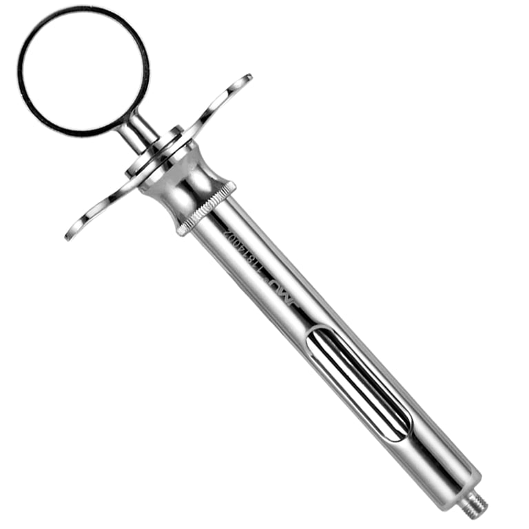 JMU 1.8 ml Stainless Steel Aspirating Syringe with T-Bar 1/Pk. Features with a one-piece molded