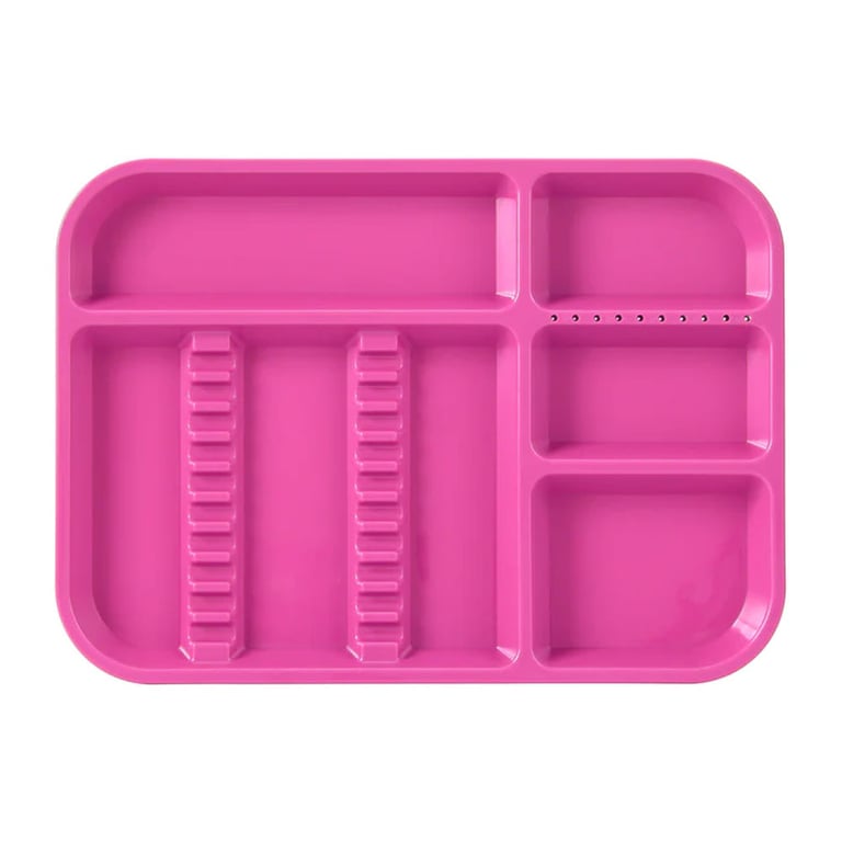 JMU Autoclavable Divided Tray, Size B, 13-3/8" x 9-5/8" x 7/8", Barbie Pink, Single Tray. Can be