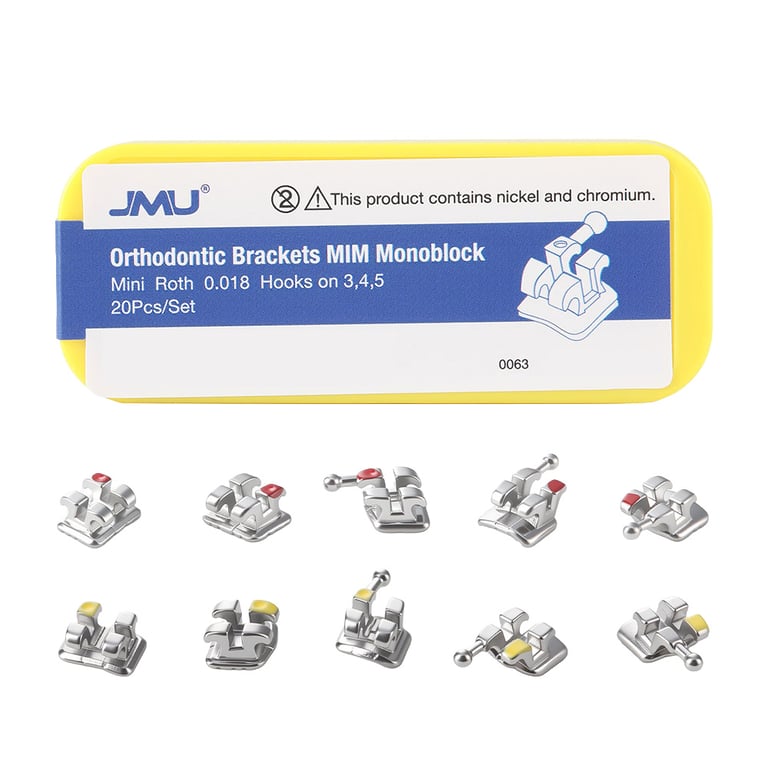 JMU 0.018 Roth Monoblock Mini Brackets, Assorted, 20/Pk. Designed for high bond strength for easy