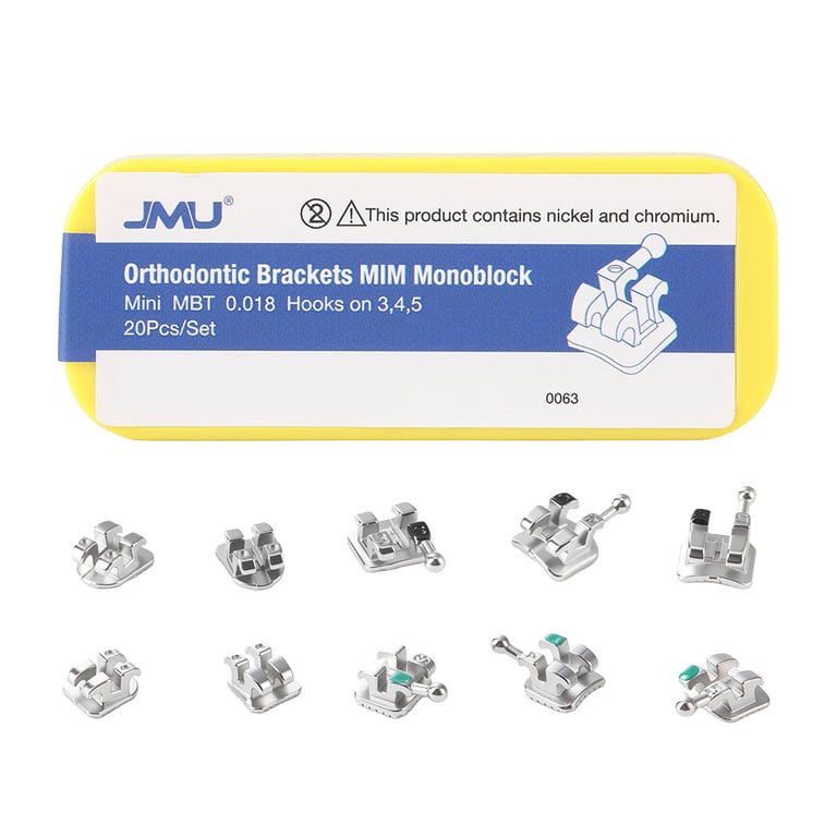 JMU 0.018 MBT Monoblock Mini Brackets, Assorted, 20/Pk. Designed for high bond strength for easy