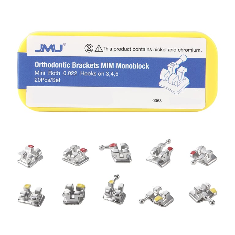 JMU 0.022 Roth Monoblock Mini Brackets, Assorted, 20/Pk. Designed for high bond strength for easy