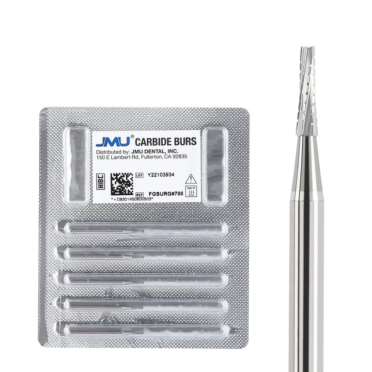 JMU FG #700 SL (Surgical Length) Taper Fissure Crosscut Carbide Bur, 5/Pk. High-density